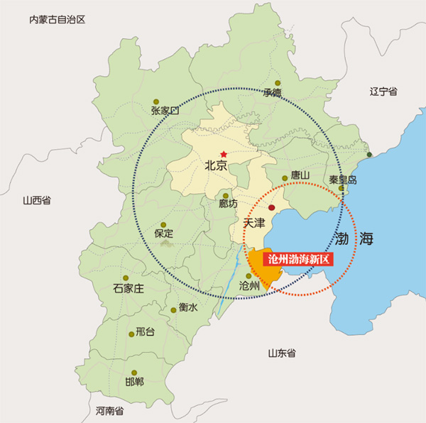 区位优势——首都经济圈和环渤海经济带的交汇区域