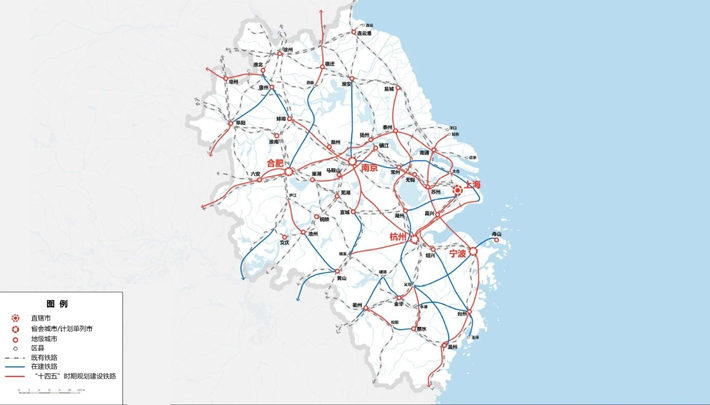 长三角地区轨道交通规划图